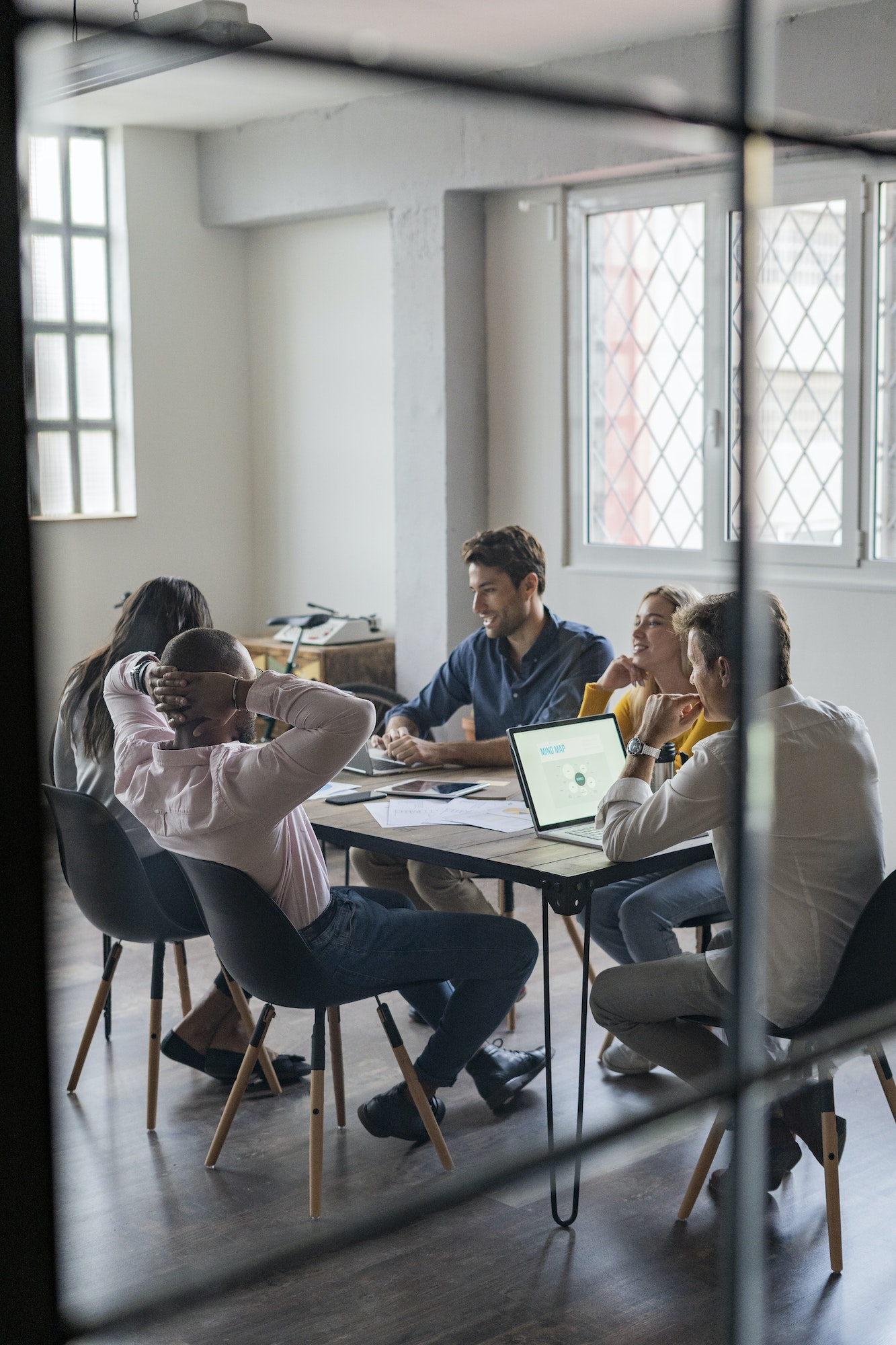 Business team having a meeting in loft office